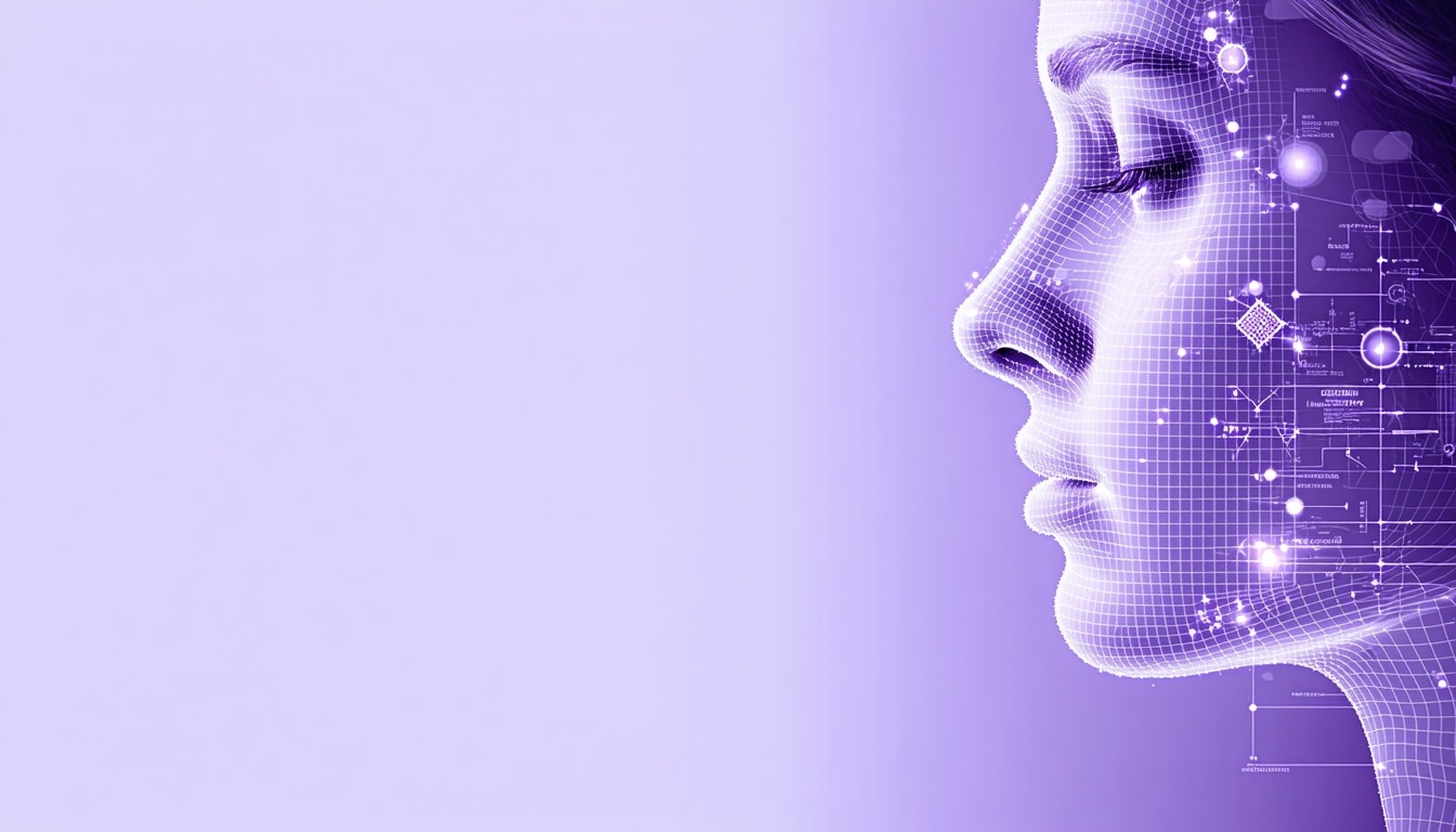 Light purple background left half of the image is blank the right half has a purple medical diagram of the ear nose and throat all in purples-1